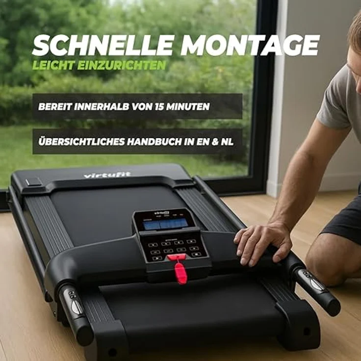 VirtuFit TR-50i Laufband klappbar mit Steigung, 99% vormontiert, belastbar bis 120 kg, Bluetooth-Verbindung, LCD-Display – Bild 3