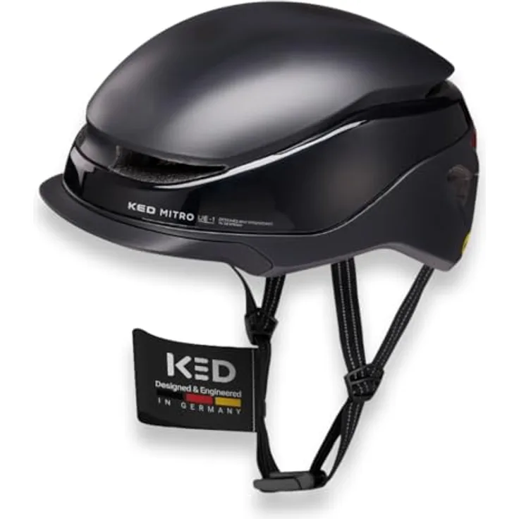 KED Mitro UE-Kollektion 25/26, Urban Fahrradhelm für E-Bike & S-Pedelec mit MIPS, BOA-Verstellsystem, 180 Grad LED-Sicherheitslicht (USB), Farbe: Black Matt, Größe: 58-61 (L)