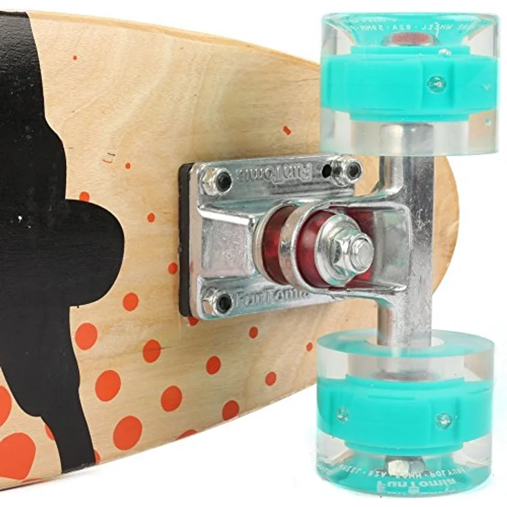 FunTomia Mini-Board Cruiser Skateboard 57cm, 7-lagiges kanadisches Ahornholz, ABEC-9 Kugellager, wahlweise mit oder ohne LED Rollen – Bild 5