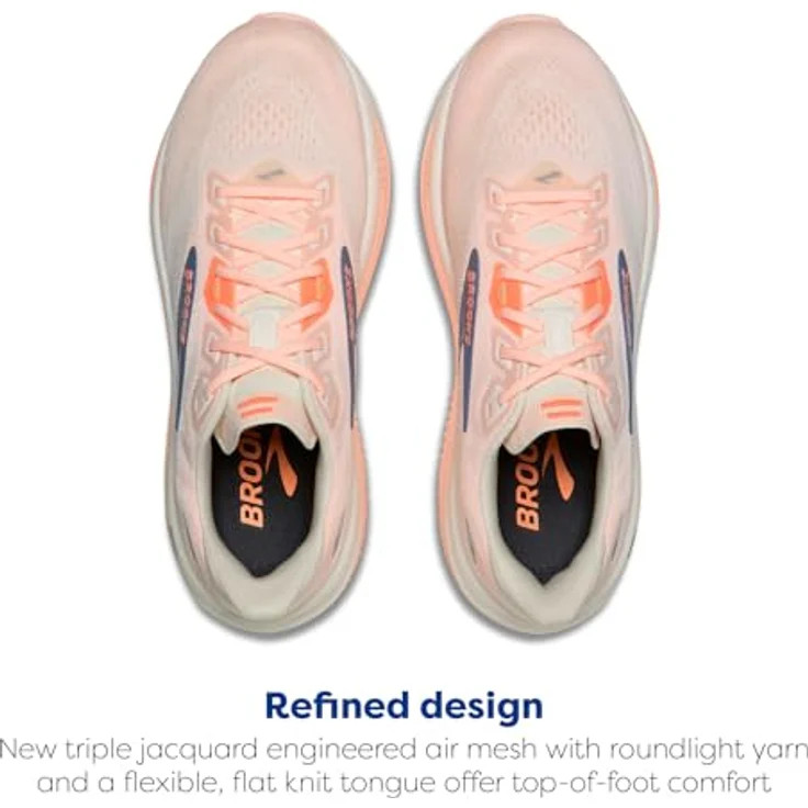 Brooks Ghost 18, Neutrale Laufschuhe für Damen mit DNA LOFT-Mittelsohle, Star White/Cyber Peach/Grey, Größe 40 – Bild 5