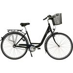 HAWK City Wave Premium Plus inkl. Korb I Damenfahrrad 28 Zoll I 3-Gang Nabenschaltung, Beleuchtung & Ergogriffen I Schwarz