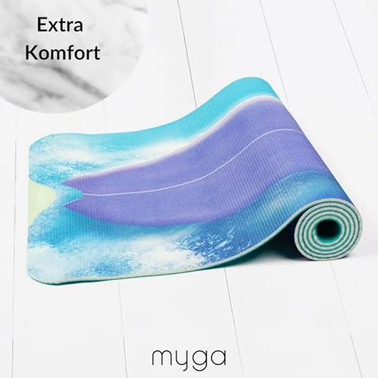 Myga Kinder Yogamatte Surfer, rutschfest & leicht, 6 mm dick, 150 cm x 55 cm, inkl. Yoga-Posen auf Rückseite, ideal für Yoga & Spielen – Bild 3