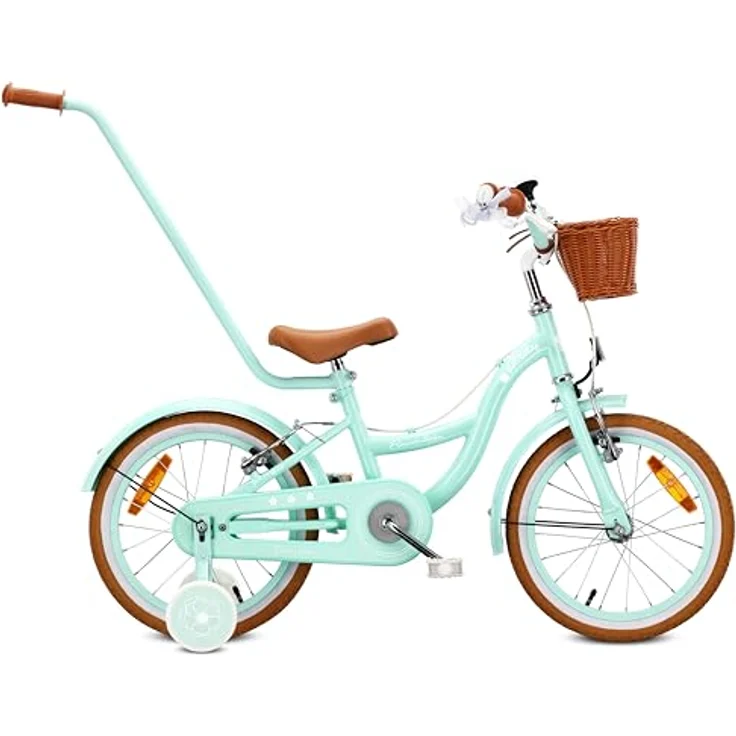 Sun Baby Kinderfahrrad SUN BABY Flower Retro 16 Zoll mit Schubstange, Mint, für Kinder bis 50 kg – Bild 1