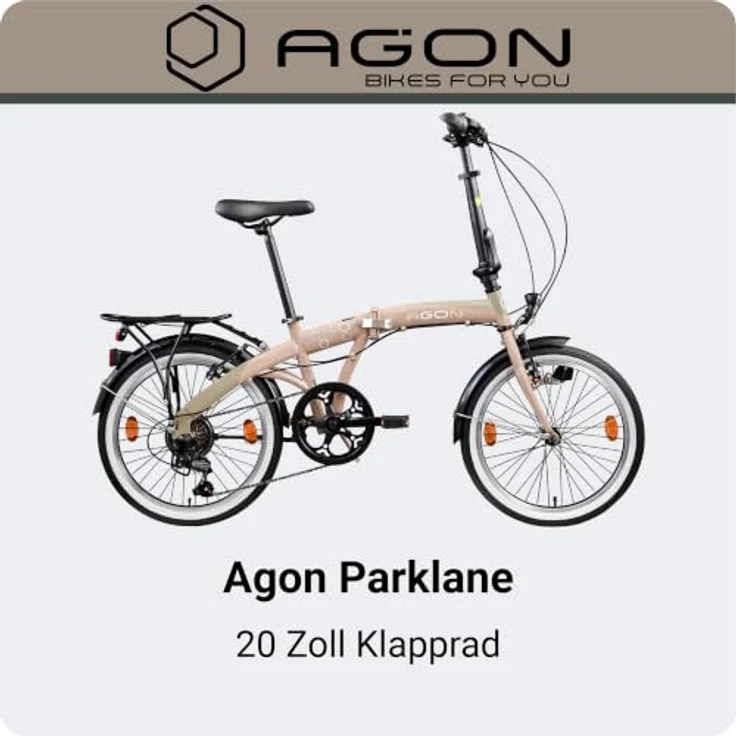 AGON Parklane Klapprad, 20 Zoll Faltrad für Damen und Herren mit 6 Gängen, StVZO, mit Beleuchtung und Gepäckträger – Bild 2