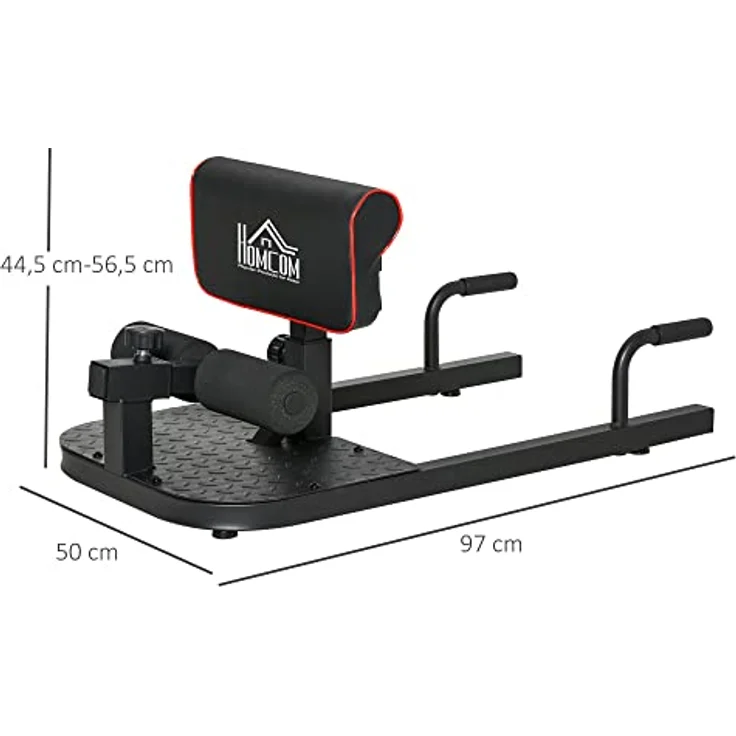 HOMCOM Sissy Squat Kniebeugentrainer Beintrainer Bauch-Gesäß-Trainer 3 in 1 Trainer verstellbar bis 120 kg Stahl Schwarz 50 x 97 x (44,5–56,5) cm – Bild 3