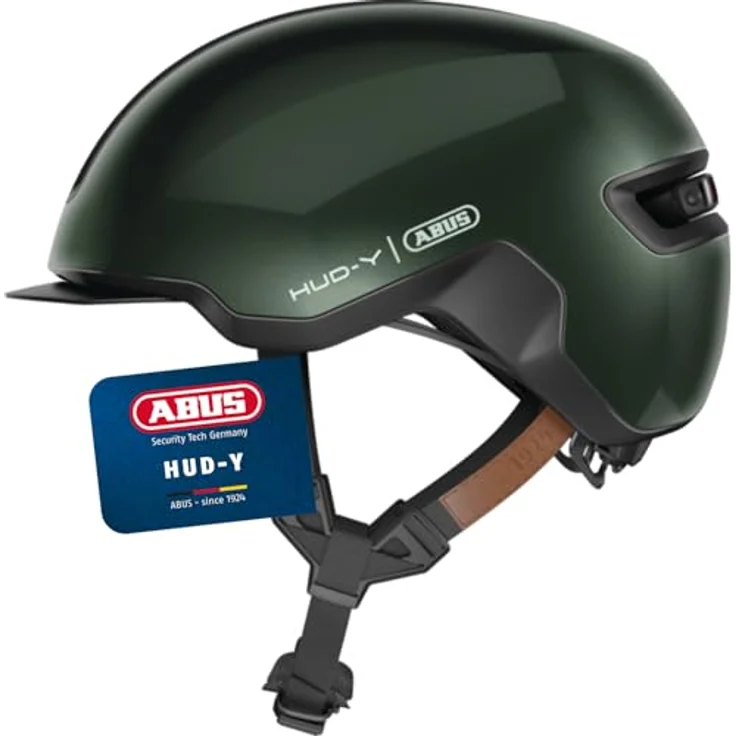 Abus Hud-Y Urban Velohelm, (54 - 58 cm) mit wiederaufladbarem LED-Lichtstreifen und vier Lichtmodi, futuristisches Design – Bild 1