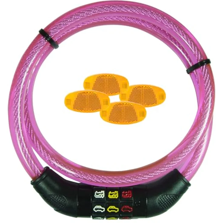 Point Symbol-Kabelschloss pink, 80 cm mit 8 Symbolen, inkl. 4 Speichenreflektoren – Bild 1