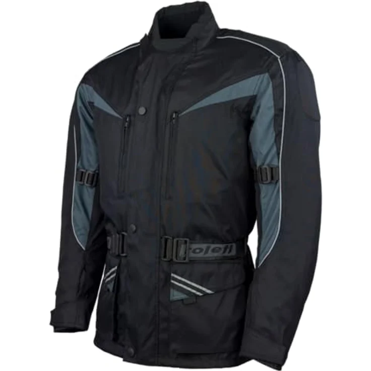 Roleff RO10003 Motorradjacke, Schwarz/Grau, wasserdicht, atmungsaktiv, mit Protektoren, Größe L – Bild 2