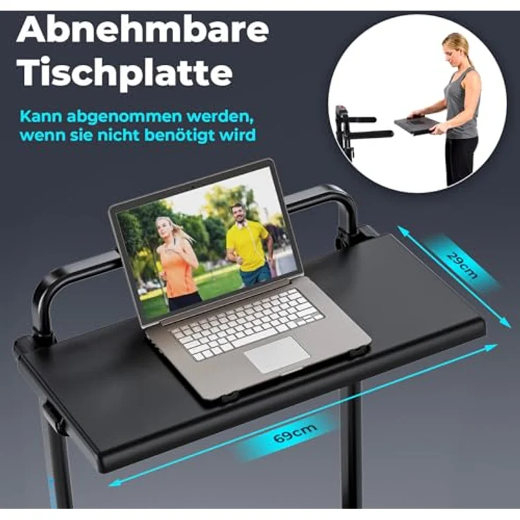 Riksion Laufband Klappbar mit Neigung bis 14 km/h, höhenverstellbare Workstation mit LED-Anzeige, Fernbedienung und App-Steuerung, 100 x 40 cm Walking Pad für Zuhause und Büro – Bild 2