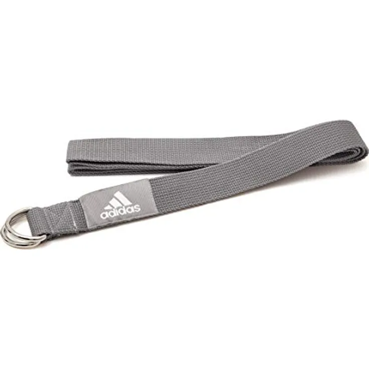 Adidas Yoga Gurt, grau, rutschfest mit robuster Metall-D-Schnalle zur Verbesserung von Beweglichkeit und Flexibilität