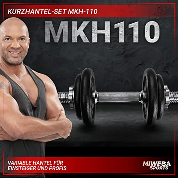 Miweba Sports Hantelset MKH110 | 10kg - 𝐏𝐫𝐨𝐟𝐢 Einzelhantel - Hanteln für Frauen und Männer - Hantel Set - Gusseisen Kurzhantelset - Kurzhantel - Griff ergonomisch - Gewichte (1x 10kg) – Bild 2