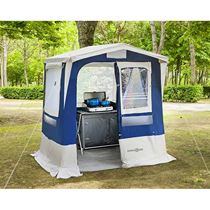 Brunner Gusto I NG, Küchenzelt mit Pultdach, 215 cm Stehhöhe, große Gazefenster, inkl. Tragetasche und Montagematerial – Bild 14