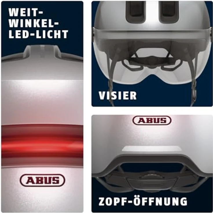 Abus HUD-Y ACE, Velohelm mit integrierten Glas-Visier und aufladbarer Heck-LED, 54 - 58 cm – Bild 5