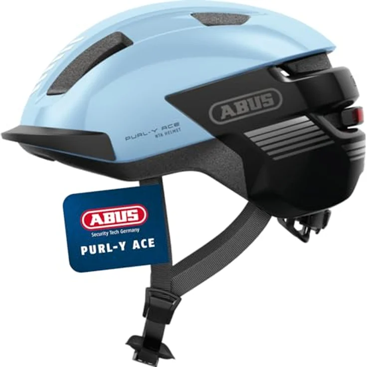 ABUS PURL-Y ACE Fahrradhelm mit LED-Licht für E-Bike und S-Pedelec, trendiger NTA-Schutzhelm für Erwachsene und Jugendliche, hellblau, Größe S – Bild 1