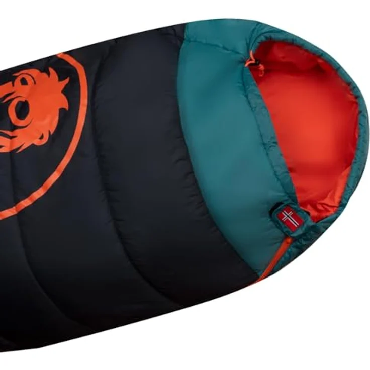 Trollkids KIDS FJELL DREAMER Schlafsack, robuster Schlafsack für Kinder mit Mitwachs-Funktion, Dunkles navy/Dunkeltürkis/Glühendes Orange – Bild 4