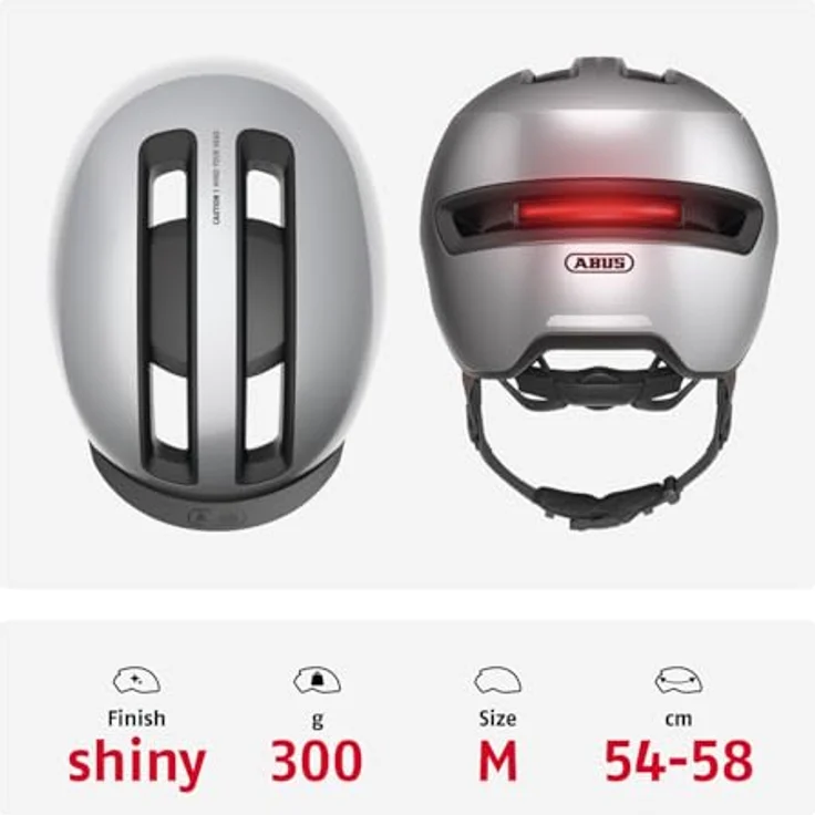 Abus HUD-Y, Velohelm für Stadt, (54 - 58 cm) mit wiederaufladbarem LED-Licht und futuristischem Design – Bild 3