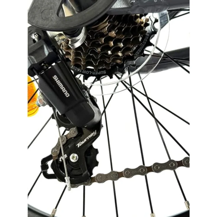 Toys Store GmbH 20 Zoll Alu Faltrad Klapprad Shimano 7 Gang-Schaltung Camping Rad Klappfahrrad (Schwarz-Rot) mit Quick-Fold-System, LED-Licht und V-Bremsen – Bild 4