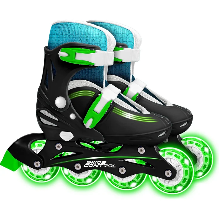 Stamp inline-Skates Skids Control Hardboot verstellbar schwarz Größe 30-33 mit leuchtenden Rädern
