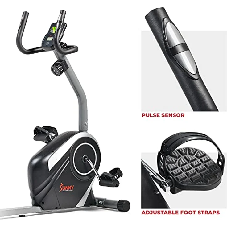 Sunny Health & Fitness SF-RB4616 Heimtrainer mit Lehne mit Magnetwiderstand, 136 kg max. Gewicht, verszellbarer Sitz, Monitor, Pulsfrequenz, Ergometer, Handpulssensoren, geräuschloser Riemenantrieb – Bild 5