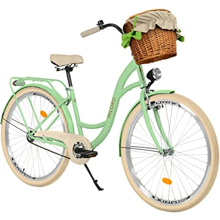 Milordbikes City-Fahrrad, Grün und Creme, 46 cm, Metallrahmen, geeignet für Freizeit und Sport – Bild 1