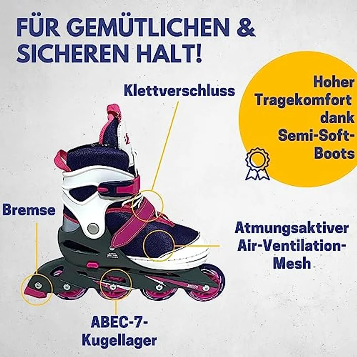 Best Sporting Inlineskates Inliner für Kinder 5-fach größenverstellbar in lila/pink, robuste und hochwertige Kinder Inliner mit Bremse – Bild 3