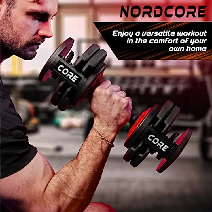 Nordcore Verstellbare Kurzhantel Core 25 kg, intelligente 5-stufige Gewichtseinstellung und praktischer Aufbewahrungssockel – Bild 2