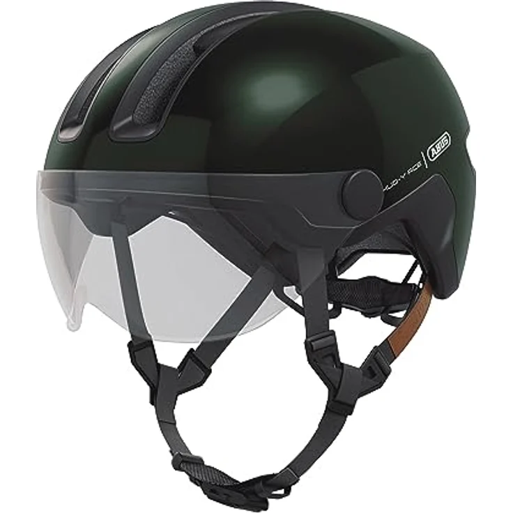 Abus HUD-Y ACE, Velohelm (54 - 58 cm) mit integrierter LED und Glas-Visier, urbanes Design – Bild 6
