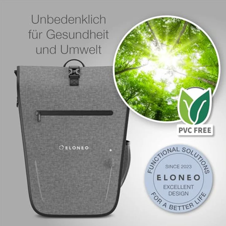 Eloneo Velotasche, 25 l Gepäckträgertasche mit gepolstertem Laptopfach, zuschaltbarer LED-Beleuchtung und Quick-Connect-System, wasserdicht nach IPX4 – Bild 7