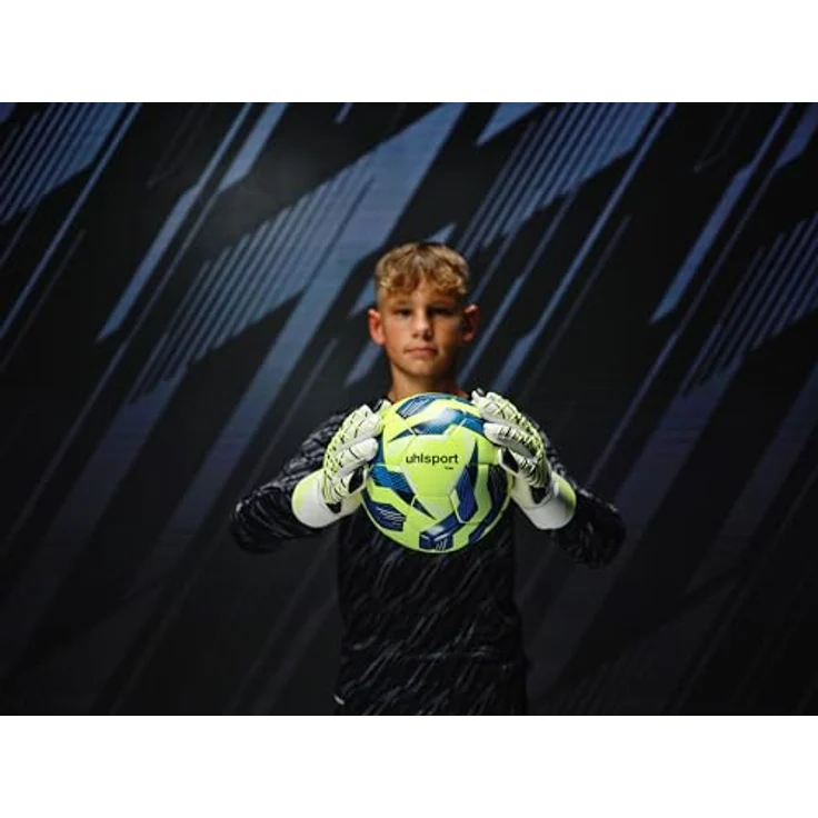 uhlsport Fußball Team-Fußbälle, langlebige Trainingsbälle aus thermoplastischem Polyurethan, Größe 3/4/5, Fluo gelb/Marine/weiß – Bild 3