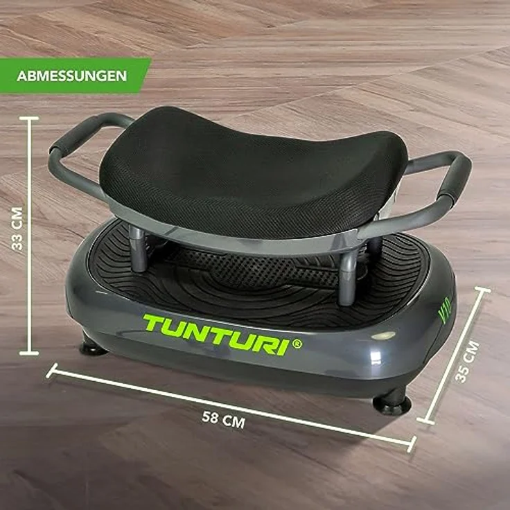 Tunturi Vibrationsplatte Cardio Fit V10 mit Schwingungen, 3 Programme, 30 Geschwindigkeiten, Hocker, Fernbedienung und Trainingsbänder – Bild 5