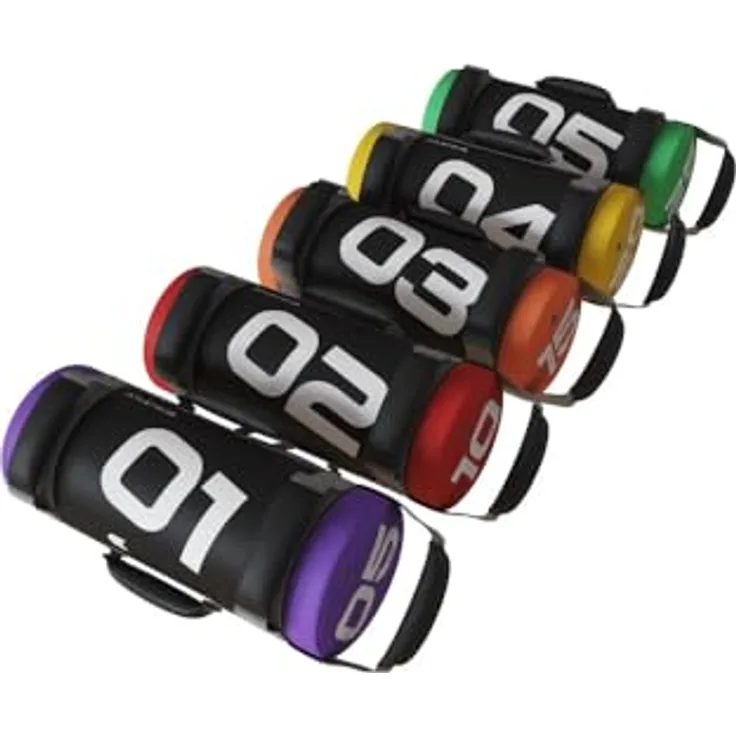 Atletica Power Bag Set, 5-25 kg, Premium-Qualität, ultrastabile PVC-Hülle, Metallsand-Füllung, Functional Training Equipment