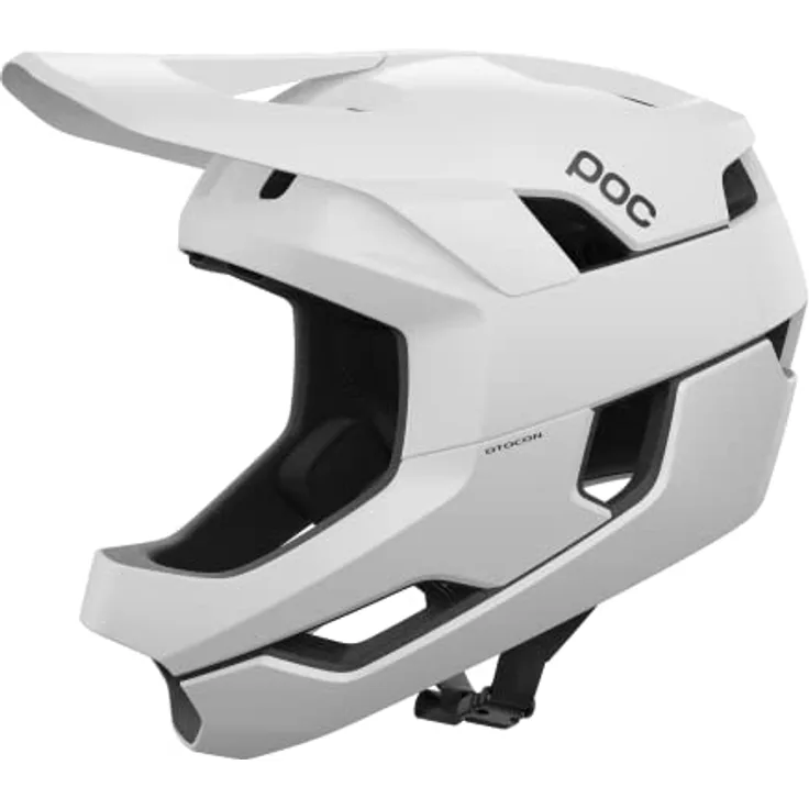 POC Otocon Hydrogen White Matt 59-62 Fahrradhelm, Vollvisierhelm für Enduro-Rennen mit Breakaway-Visier