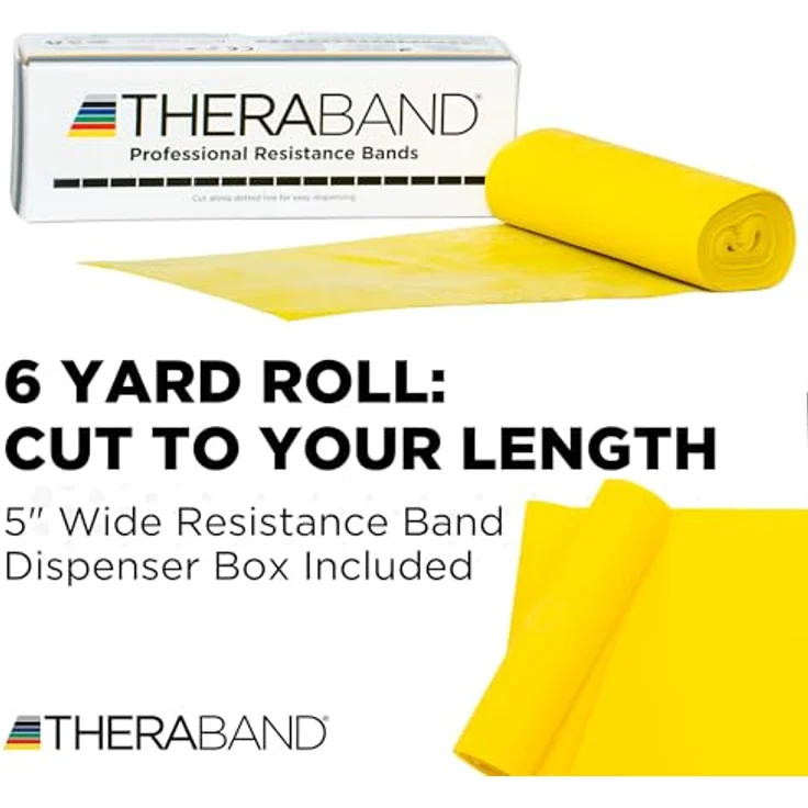 THERABAND TheraBand 5,50m Vorratsrolle | Fitnessband aus 100% Naturlatex, gelb | Gymnastikband für Ganzkörpertraining, Rehabilitation und Physiotherapie – Bild 2
