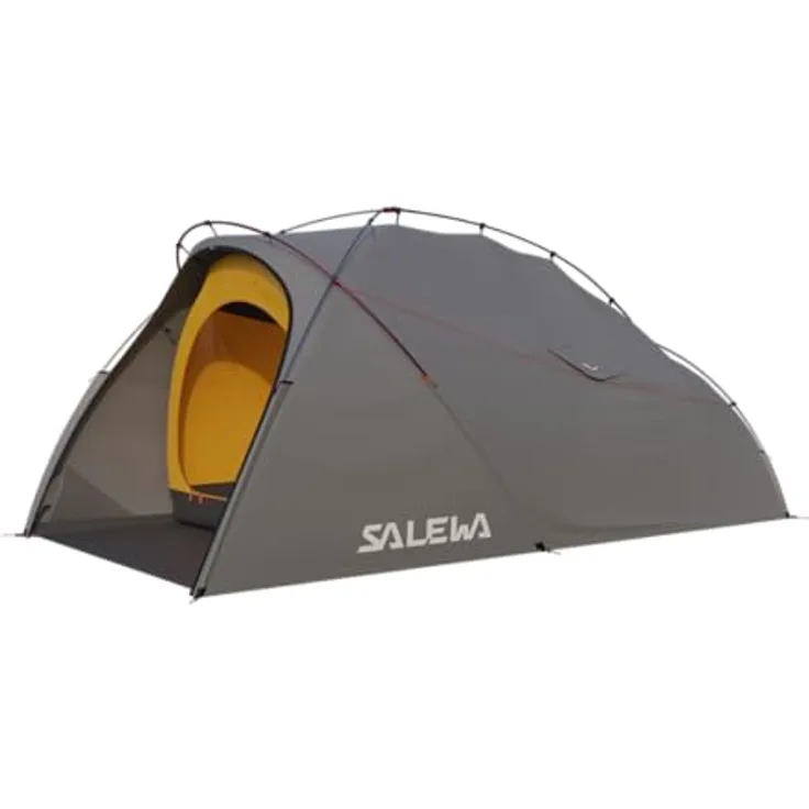 Salewa Puez Trek 3P Zelt, mit vestibule extension solution und verstellbaren Verankerungspunkten, Farbe: 0590-alloy/gold, Größe: UNI