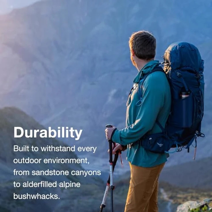 Osprey Kestrel 38 Wanderrucksack, langlebig mit integrierter Regenhülle und AirScape Rückenplatte, Atlas Blue L/XL – Bild 4