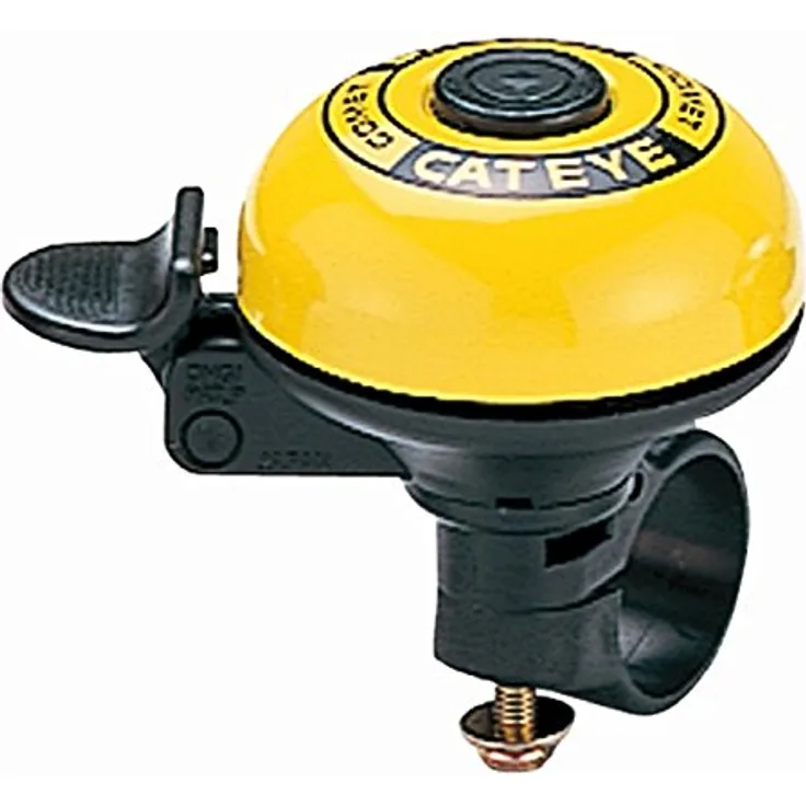 CATEYE PB-200 Comet Bell, Kinderfahrradklingel in Gelb, universell einsetzbar, für Lenker bis 24 mm Durchmesser