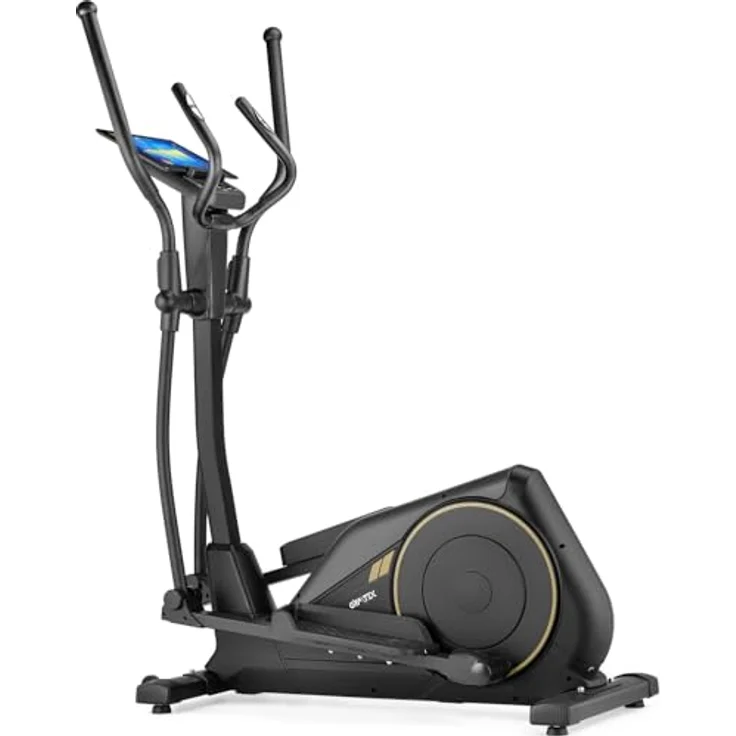 Gymtek XC4500 Magnetischer Crosstrainer für Zuhause, Elliptical Trainer mit 16-stufig Einstellbarem Widerstand, Klappbar, Rot – Bild 1