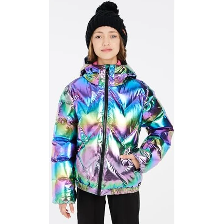 PROTEST PRTSELINA JR Skijacke für Jungen, 152 cm, metallic Regenbogenfarben, thermoisolierend, mit Kapuze und Schneefang, elastische Innenmanschetten – Bild 8