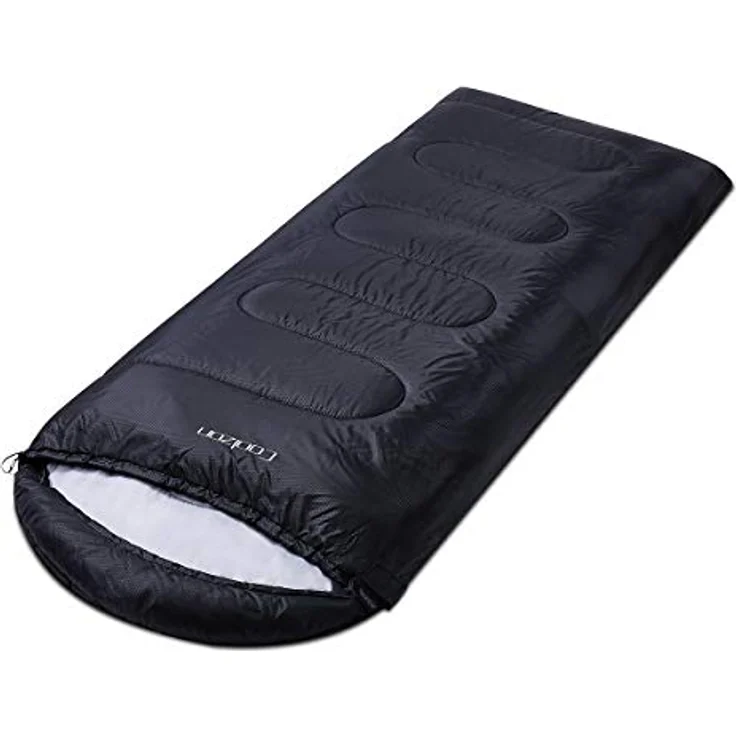 Coolzon Schlafsack Outdoor 3-4 Jahreszeiten, Deckenschlafsack für Erwachsene, ultraleicht, wasserabweisend, klein im Packmaß, schwarz – Bild 3