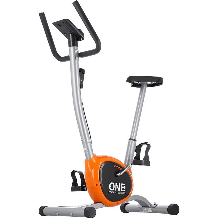 ONE FITNESS RW3011, Heimtrainer Fahrrad für Zuhause mit mechanischem Widerstand, Tablethalterung und stufenloser Widerstandsverstellung