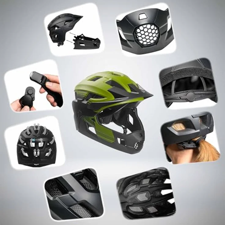 Crazy Safety Titan Fullface, Velohelm mit maximalem Schutz, 54 - 57 cm, innovatives Design und optimaler Komfort – Bild 5
