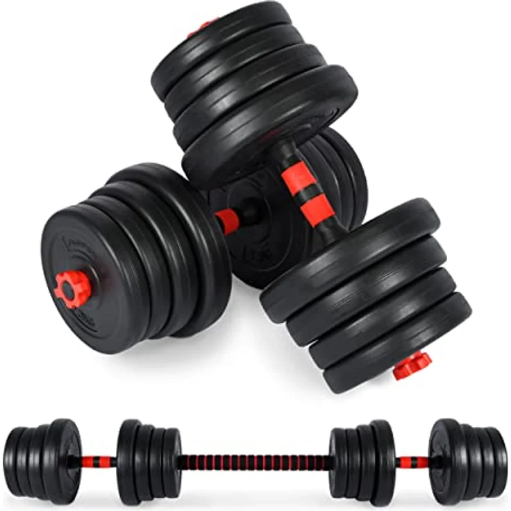 MSPORTS Hantelset Premium 2in1 - Kurzhanteln + Langhanteln verstellbar 20, 30 oder 40 kg - Hanteln Set Dumbbell mit Verbindungsstahlrohr und Gewichten (30 kg) – Bild 1