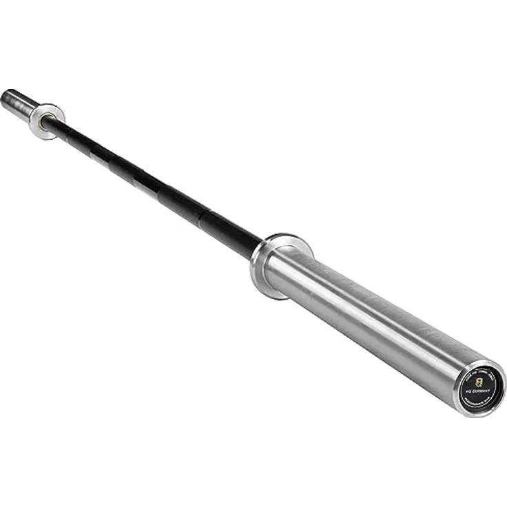 HQ Germany® Olympia Langhantelstange 50mm | Profi Powerlifting Langhantel | 20kg, 220cm | 6 Graphitlager | 200.000 PSI, bis 700kg, Zubehör:- ohne Verschluss