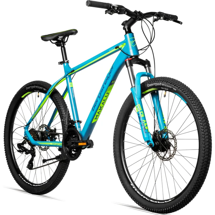 Bergsteiger Makalu 26 Zoll Mountainbike Aluminium, Hardtail, geeignet ab 150 cm, Shimano 21 Gang-Schaltung, Scheibenbremse, mattschwarz