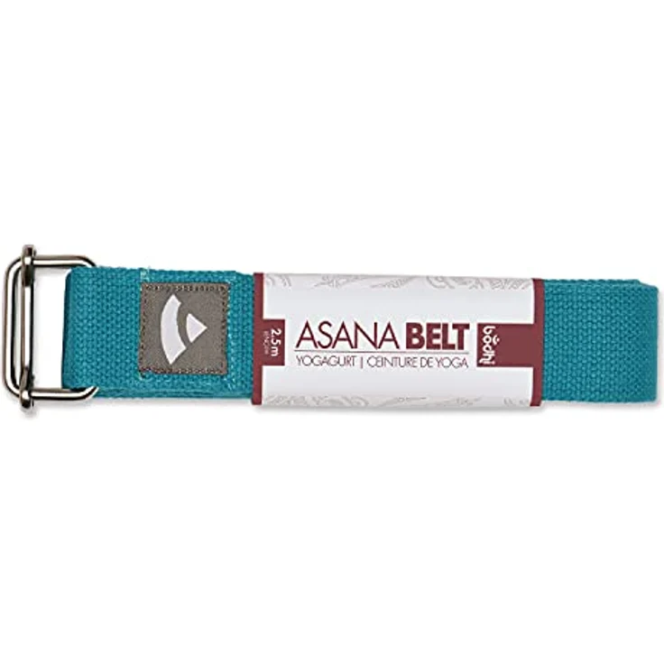 Bodhi Yogagurt | ASANA Belt aus 100% Baumwolle | Praktisches Yoga-Zubehör zur Dehnung | Yoga-Gurt mit Schiebeschnalle aus Metall | Anfänger & Fortgeschrittene | 250 x 3,8 cm (petrol) – Bild 2