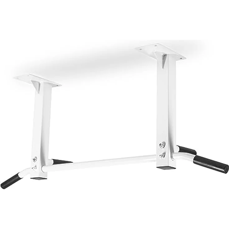 GORILLA SPORTS® Klimmzugstange - Deckenmontage, inkl. Montagematerial, bis 350 kg Belastbar, rutschfeste Griffe, Stabil, aus Stahl, Schwarz/Weiß - Pull Up Bar, Klimmzugstange Decke, Reckstange – Bild 1