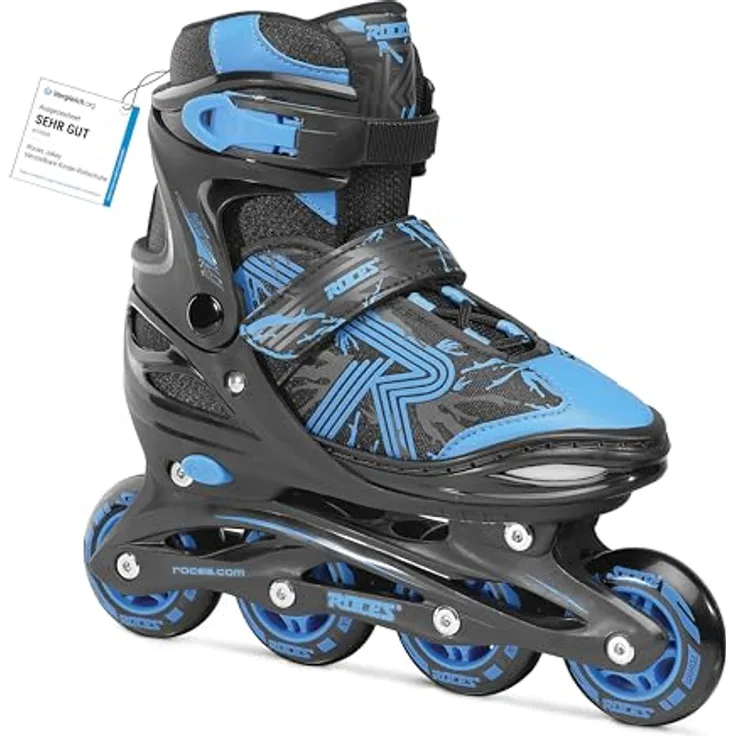 ROCES Jokey 3.0, Inline-Skates für Kinder mit anatomischer Polsterung, 64 mm Rollen und ABEC 3 Lagern, schwarz, Größe 26-29