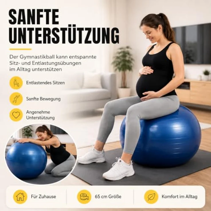 Wozinsky WGB65BL Gymnastikball, 65 cm, Blau, matten Oberfläche, belastbar bis 125 kg, inklusive Pumpe und Zubehör – Bild 5