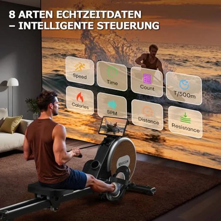 DMASUN Rudergerät 2026, Heimfitness mit 32-stufigem elektr. Magnetwiderstand, verbessertem LCD-Display, APP-Verbindung, leises Training bis 160 kg – Bild 4