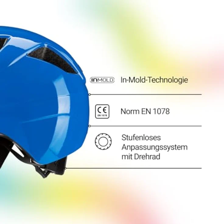KED Dyno Kinderhelm – Sicherer Fahrradhelm mit In-Mold Technologie, Verstellbare Passform & Reflektoren, Ranger Blue Glossy, Größe 48-52 (S) – Bild 3
